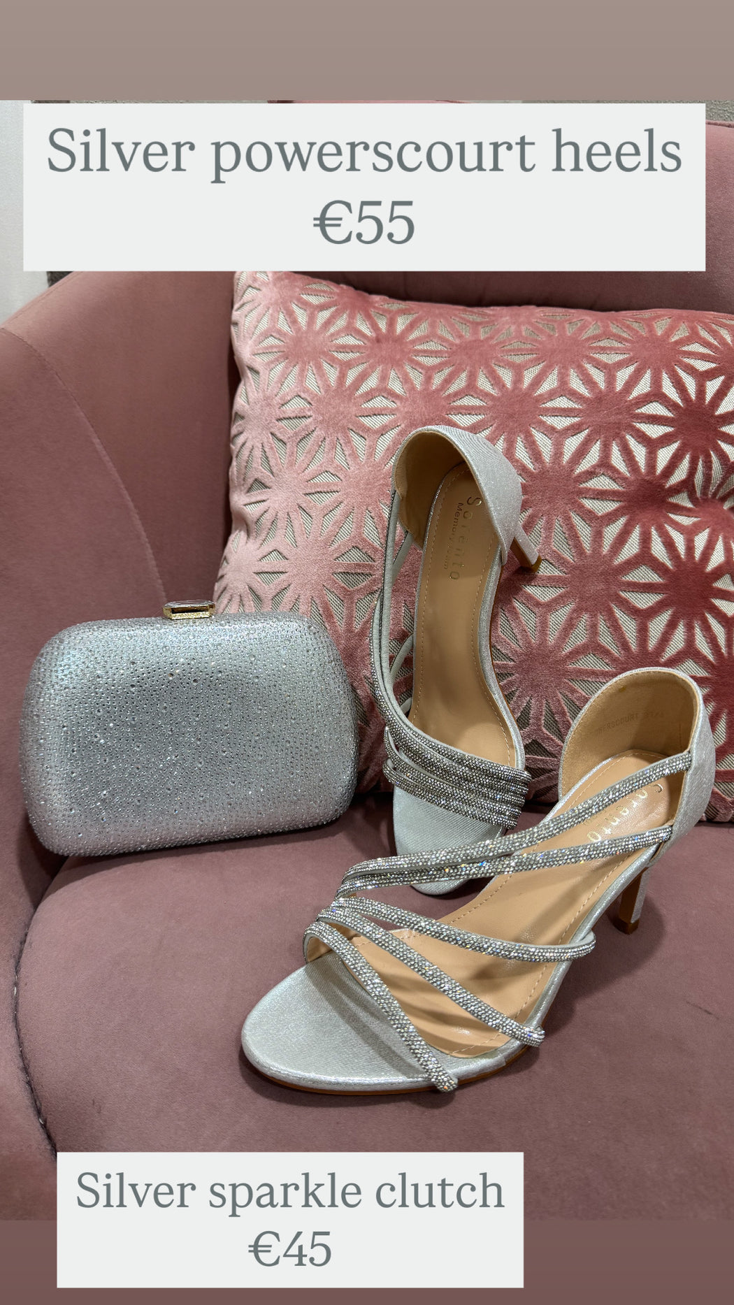 Silver powerscourt heels