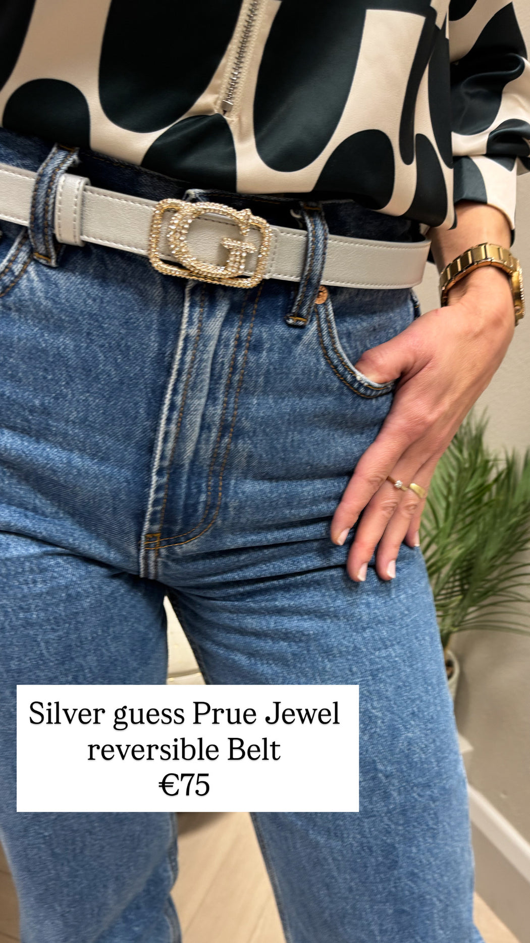 Silver guess Prue Jewel reversible  Belt
