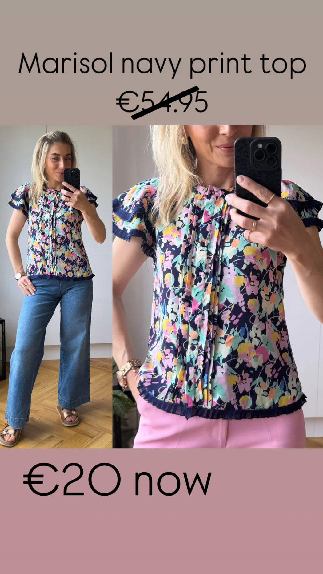 Marisol navy print Top
