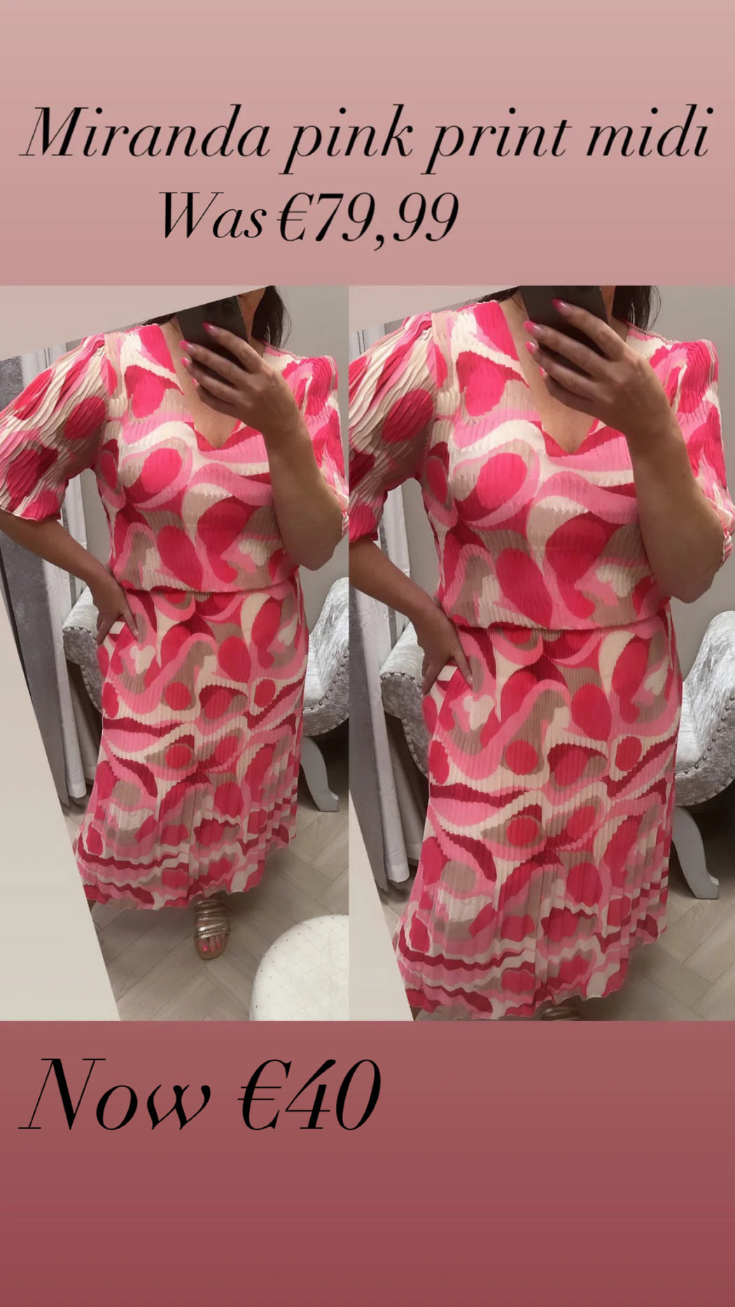 Miranda pink print midi