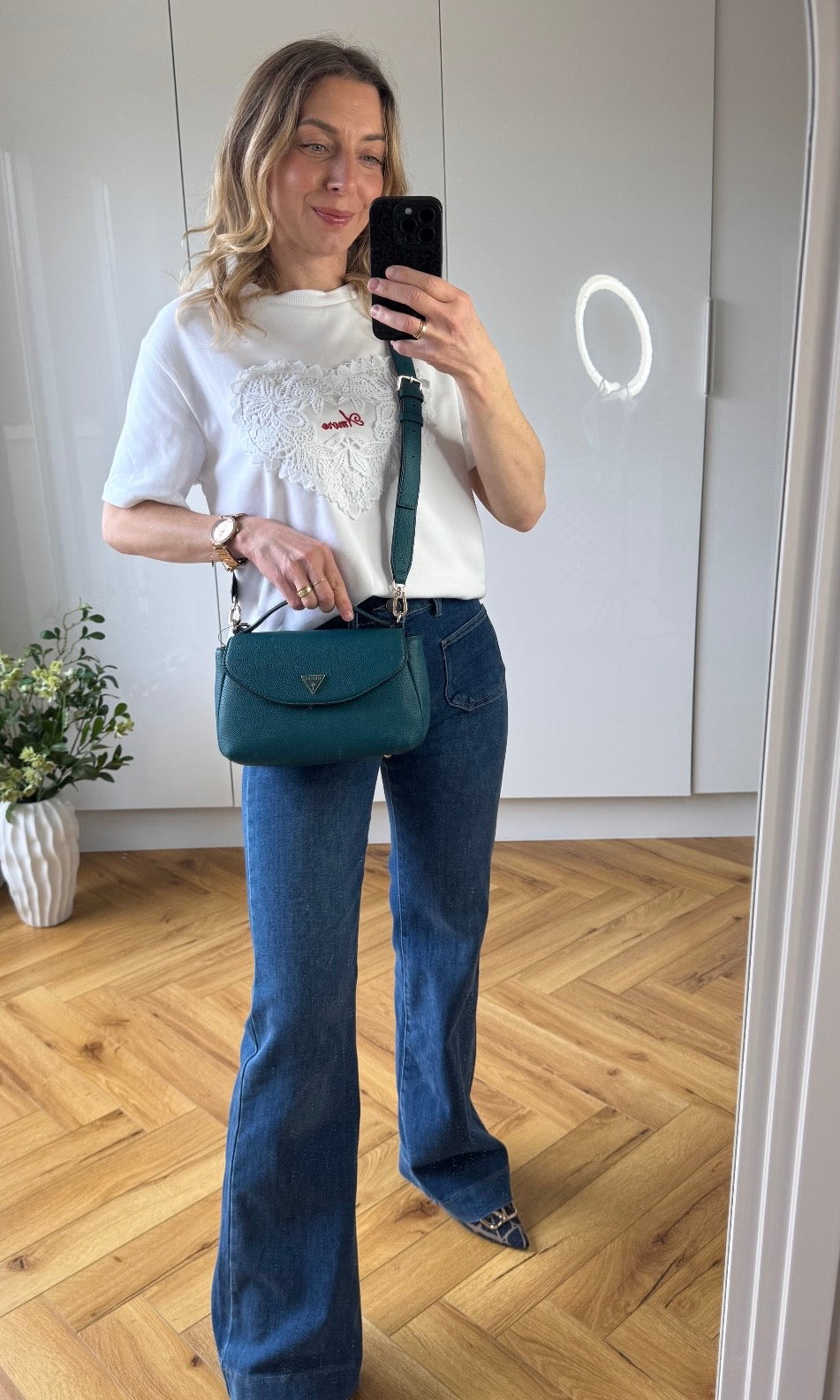 Guess teal Evie crossbody