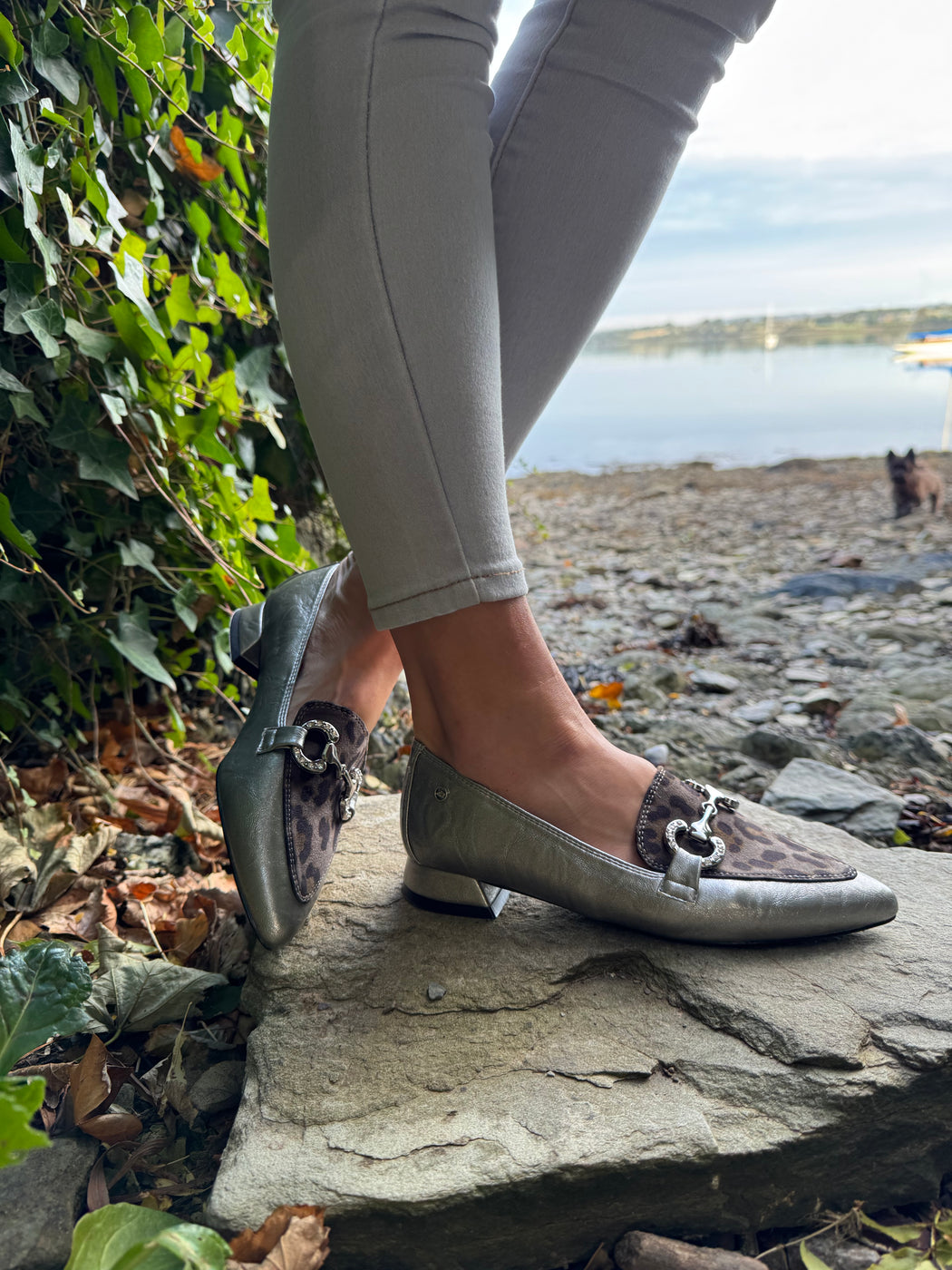 Dalat one Silver cheetah pointed loafer