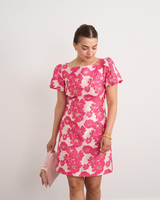 Katelyn pink jacquard shift dress