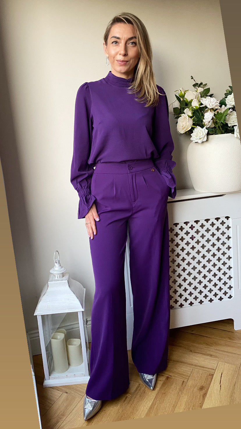 Sally wide leg purple trousers