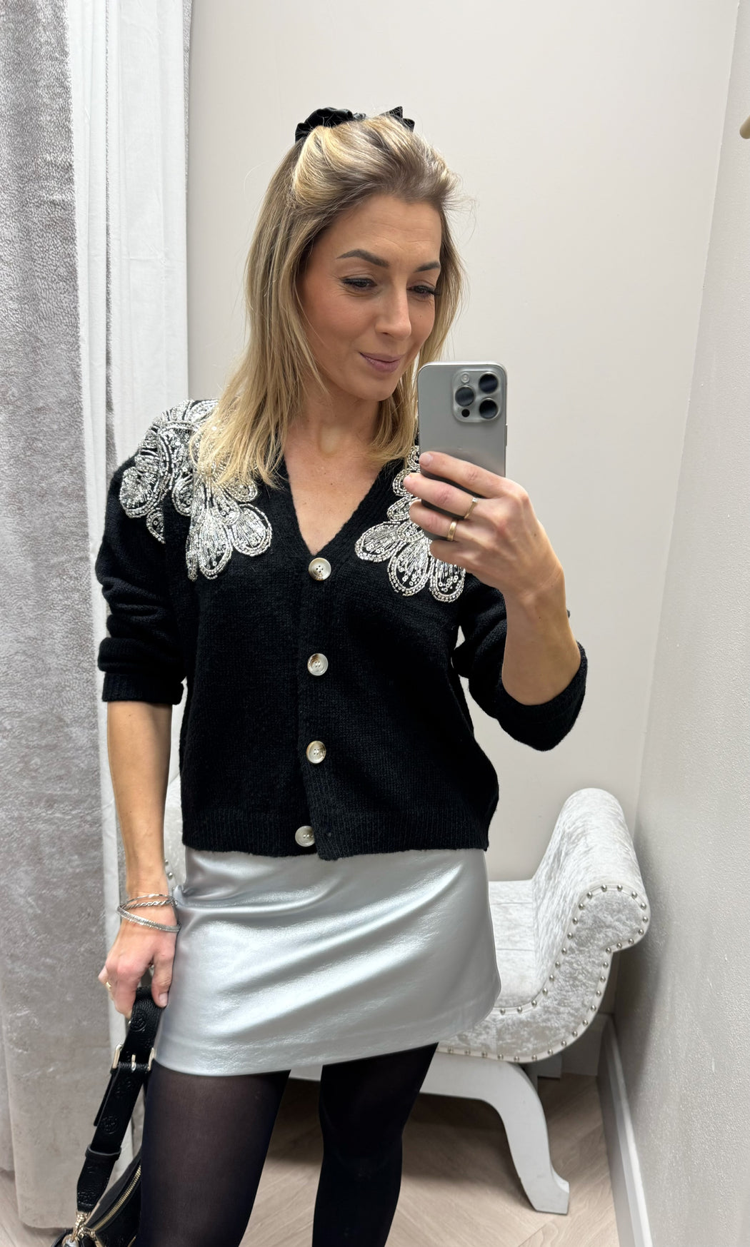 Lajoly black sequin cardi