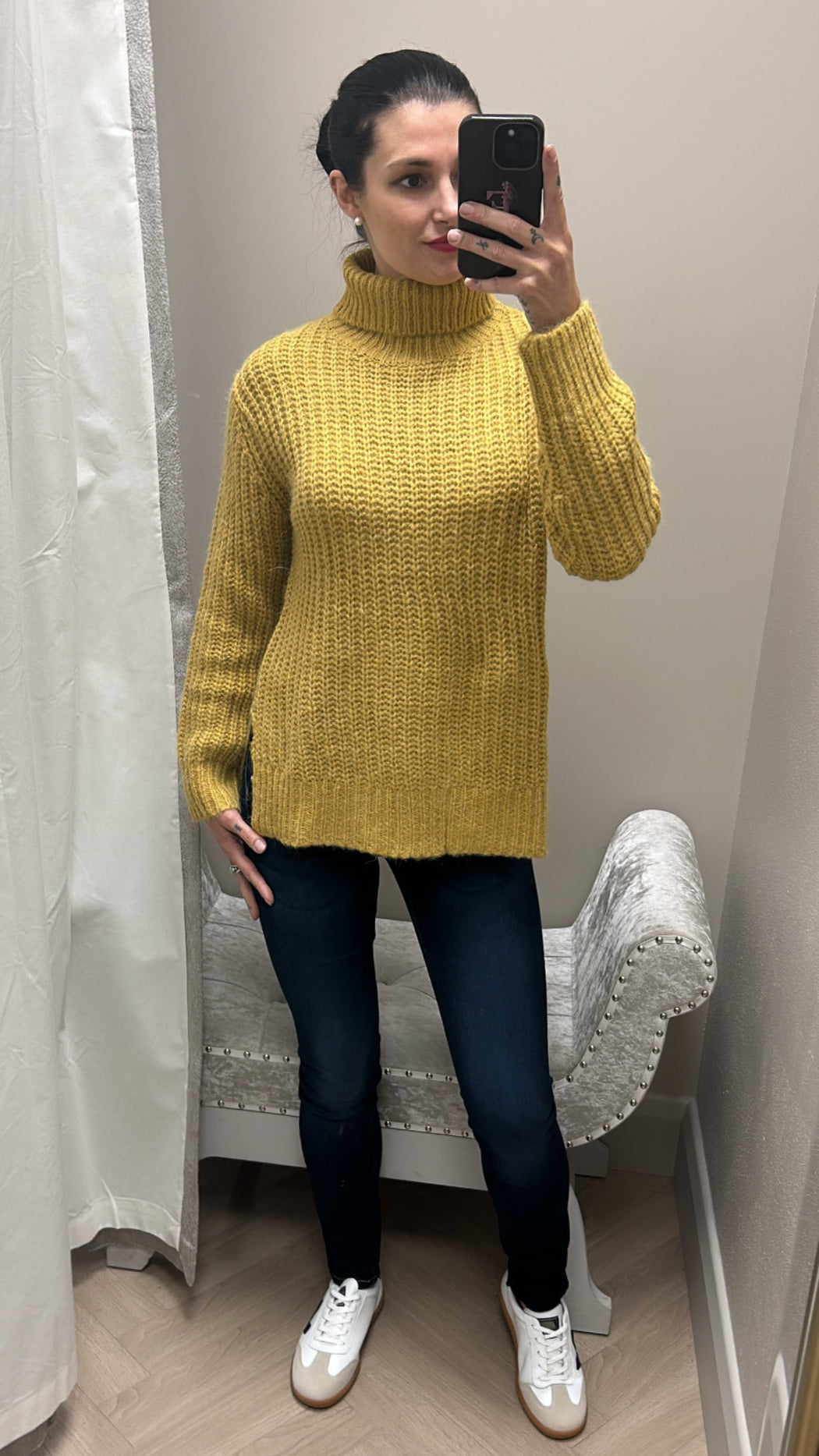 Taigete mustard turtle neck knit