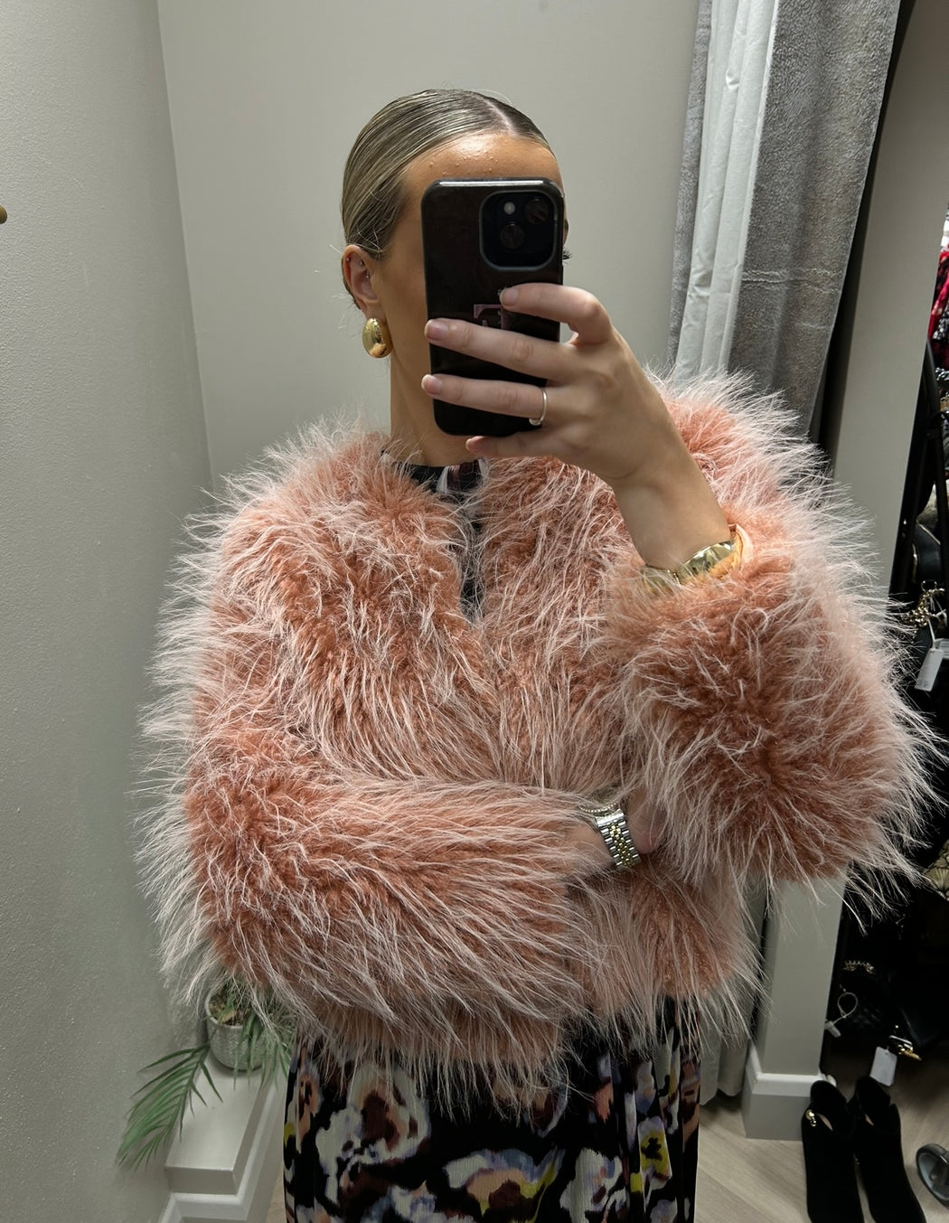 Mula rose faux fur jacket