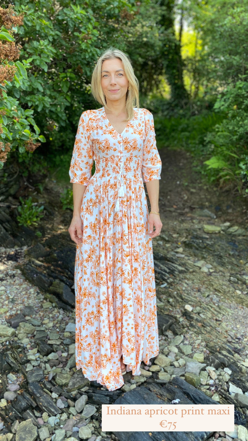 Indiana apricot print maxi