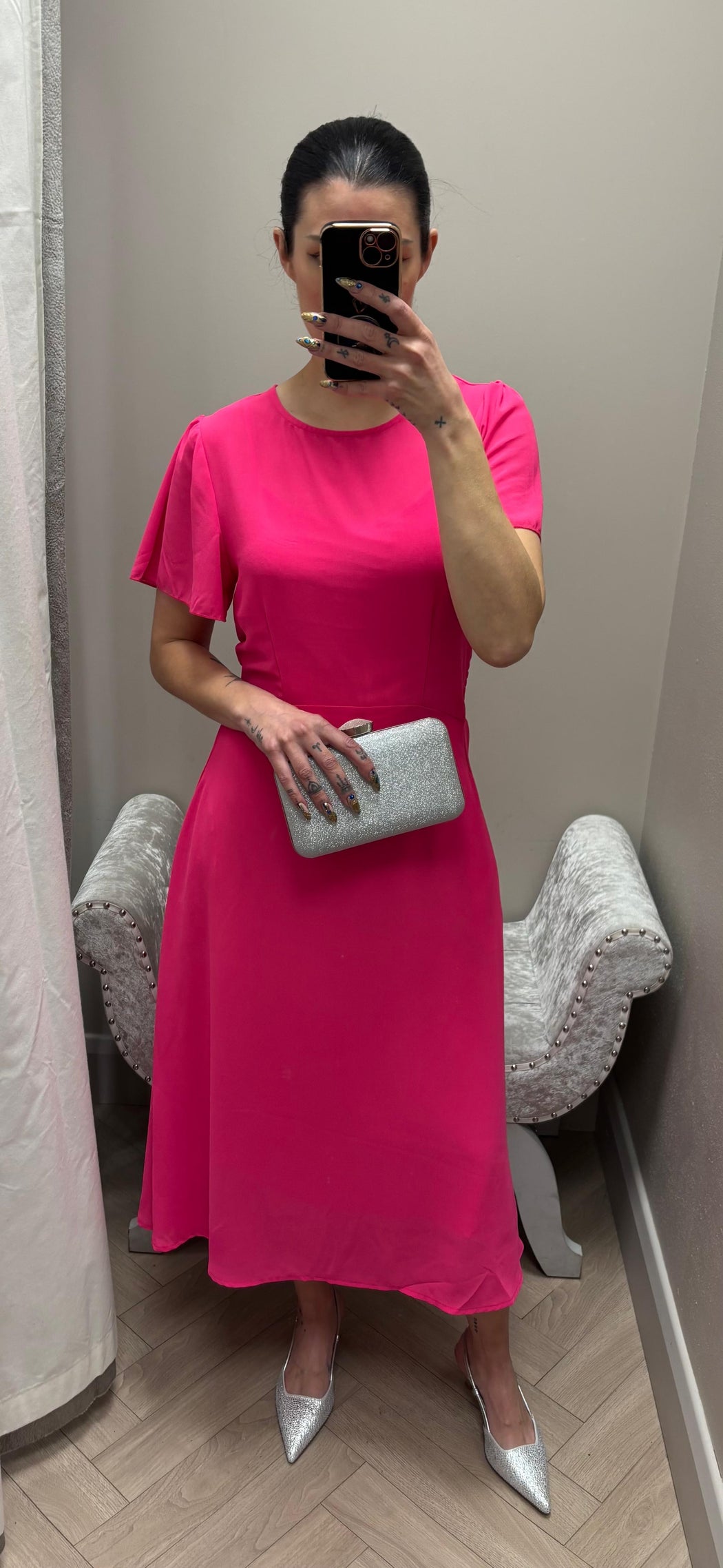 Jodie pink cap sleeve dress