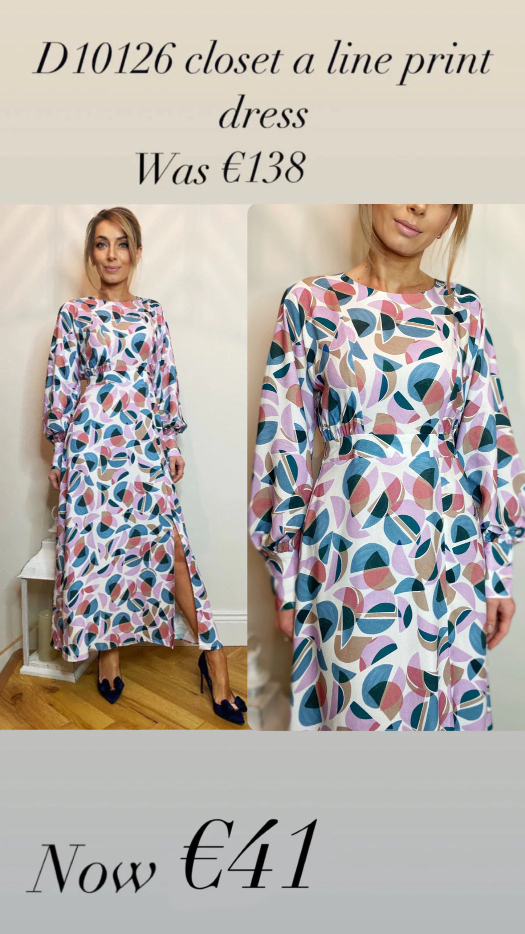 D10126 closet a line print dress