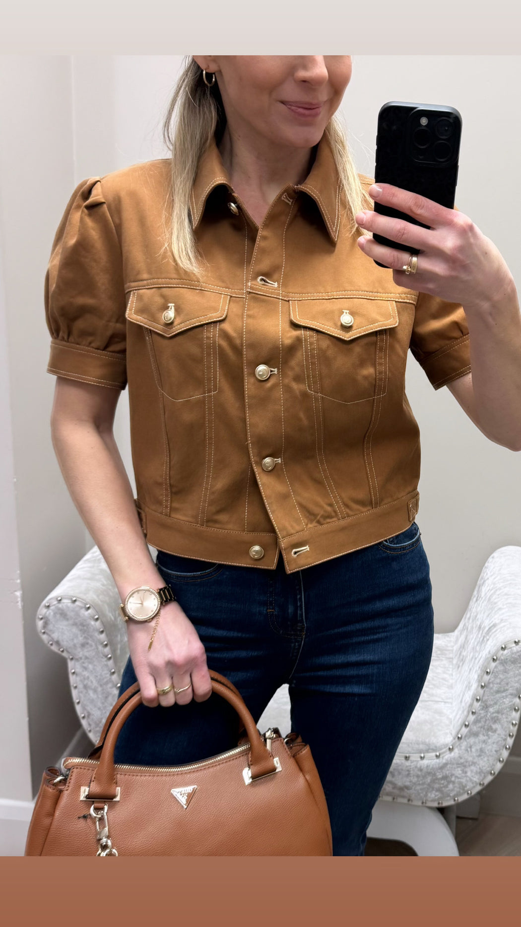 Guess tan jacket w6gl08w1804