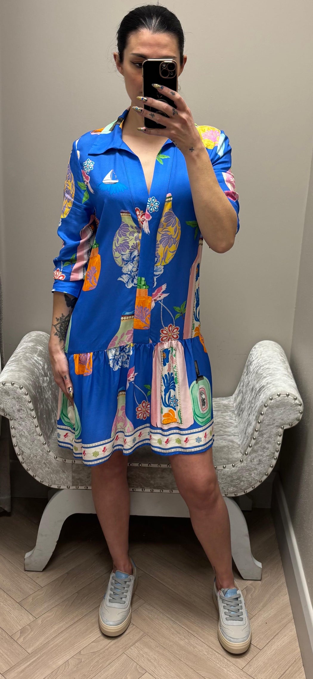 Juliet blue print  dress