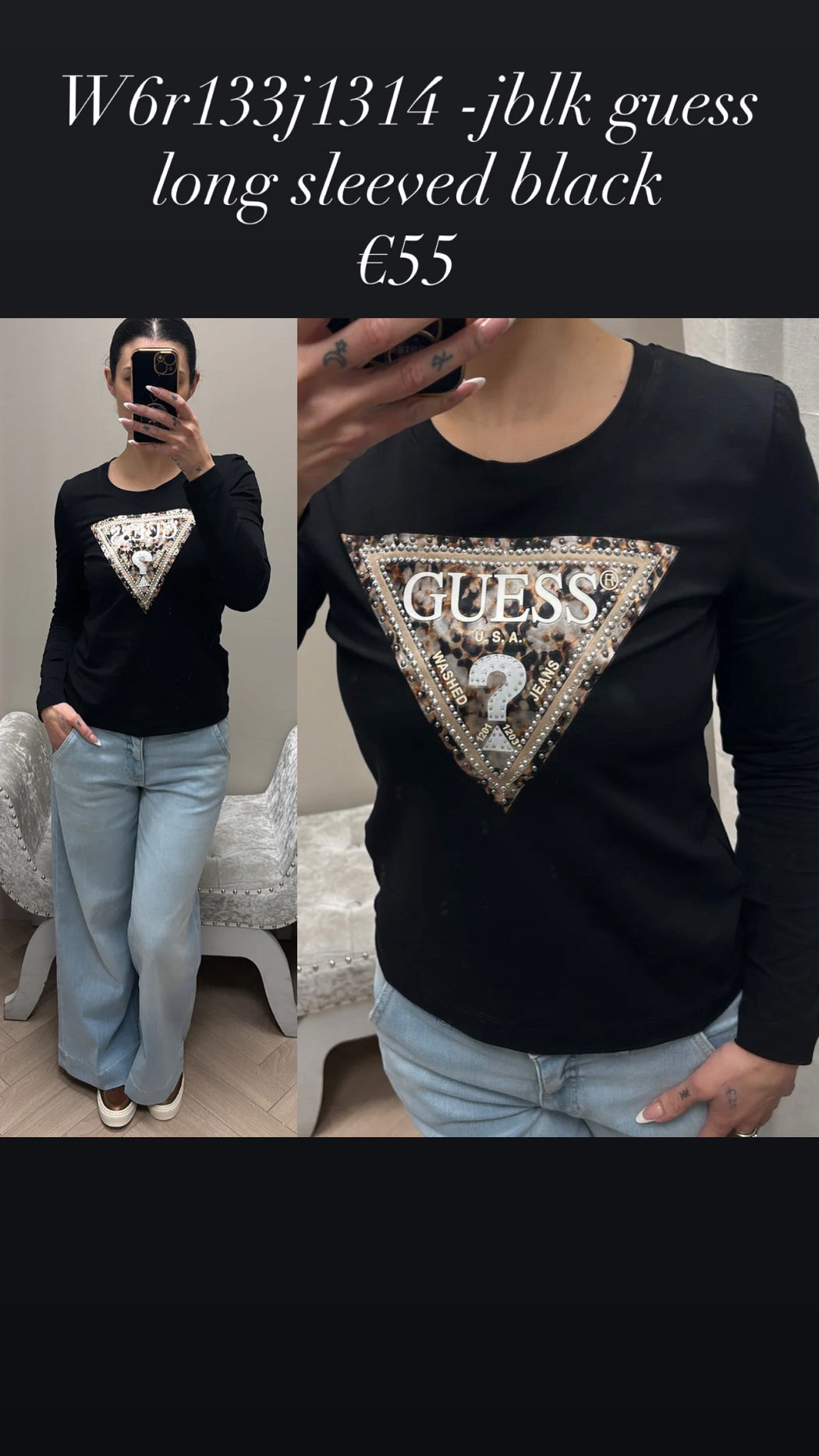 W6r133j1314 -jblk  guess  long sleeved black