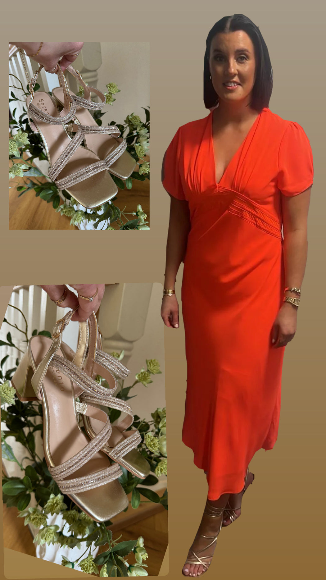 Brooklyns Gold block heel Bling Sandals