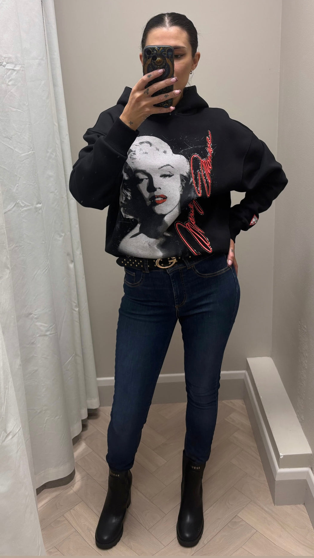 Guess Marilyn hooded sweater w6bq18k6664jblk