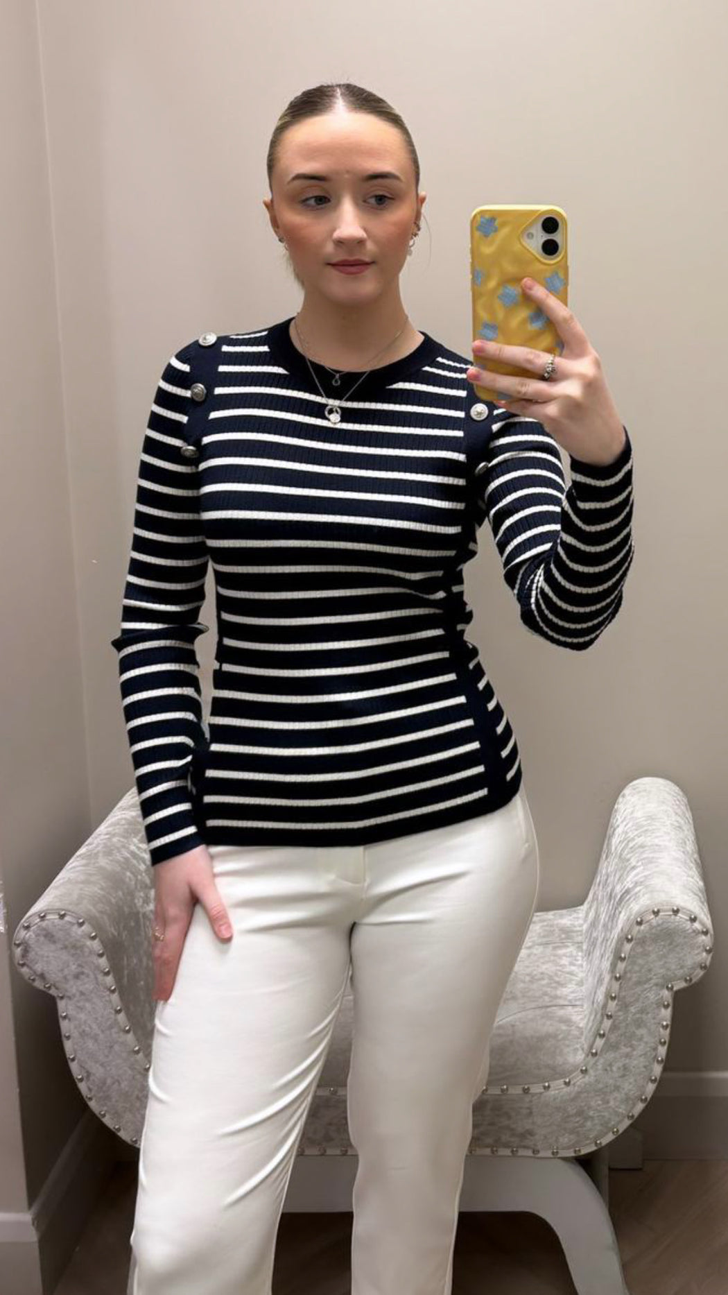 Guess navy and white stipe knit w6rr58z2yk2-S7ZW