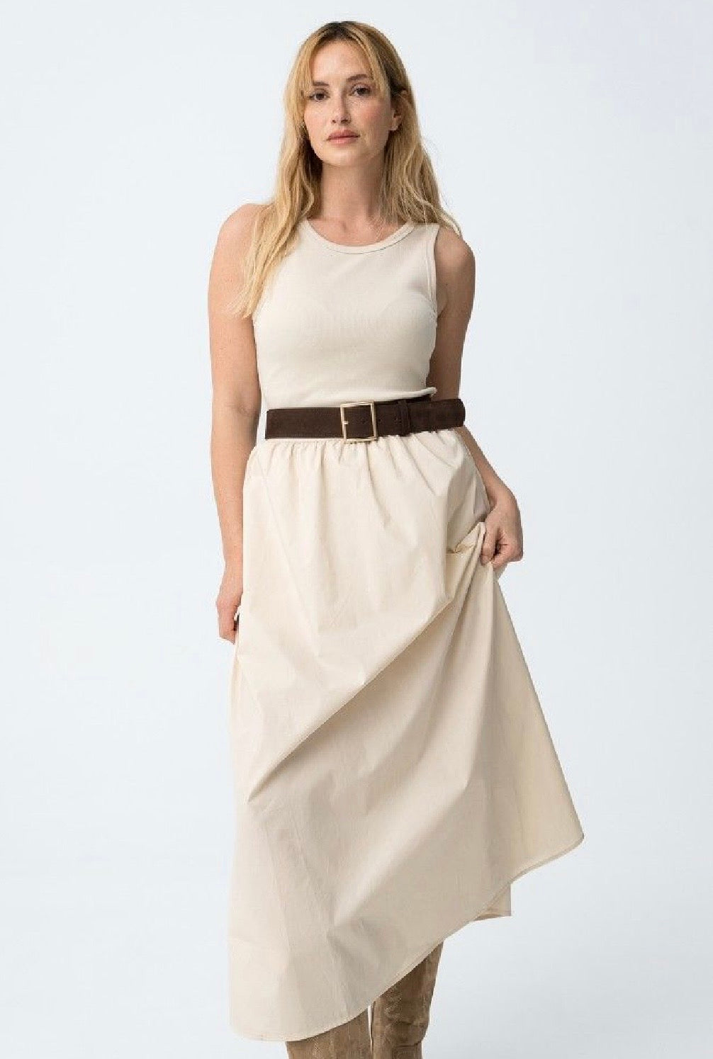 Figi cream midi dress