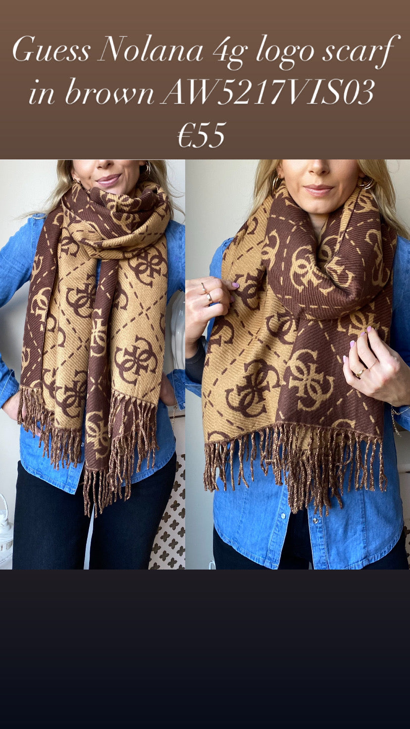 Guess Nolana 4g logo scarf in brown AW5217VIS03