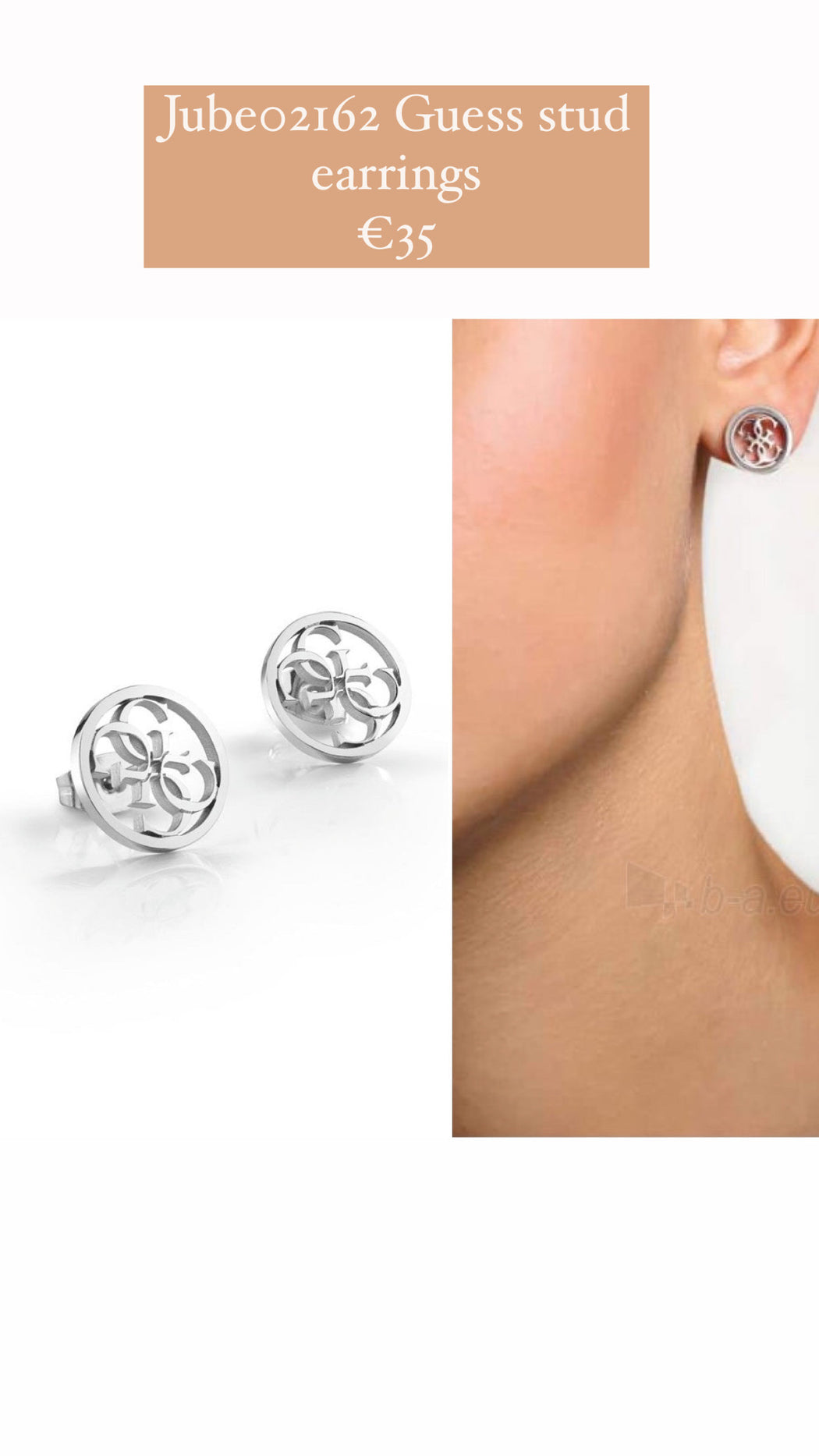 Jube02162 GUESS rhodium plated circular stud earrings with 4G logo