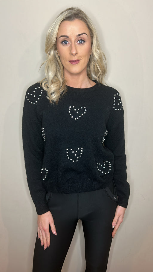 Black diamante heart  knit