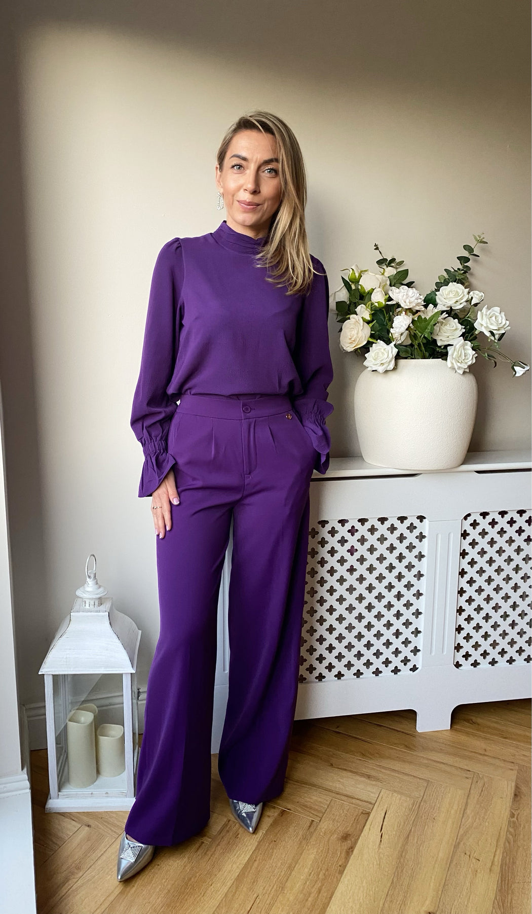 Sally wide leg purple trousers