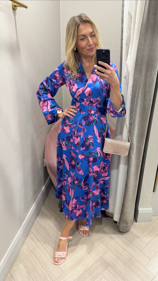 D10222 Floral a line midi dress