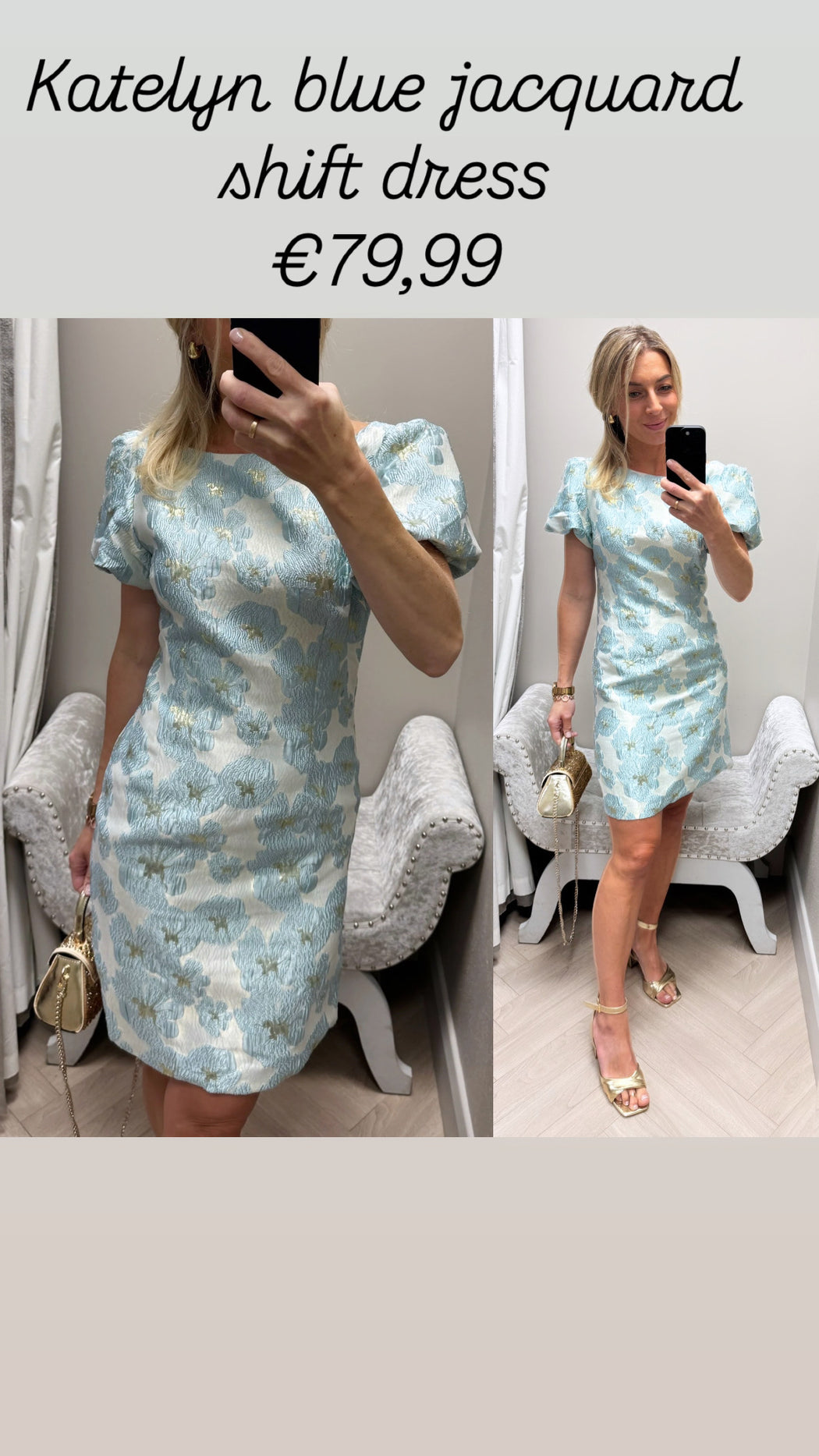 Katelyn blue jacquard shift dress