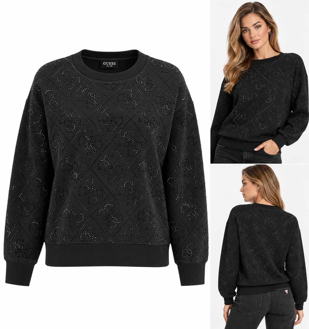 Guess black all over logo sweater w6bq14k6060