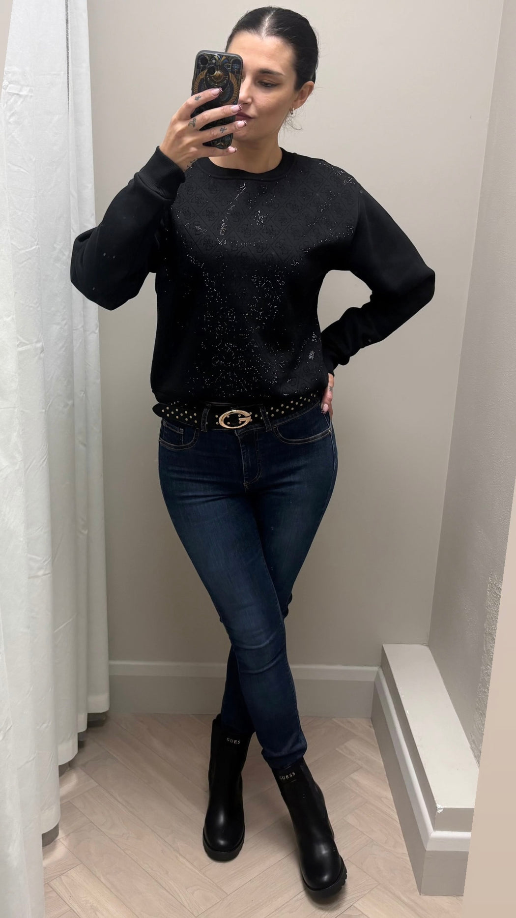 Guess black all over logo sweater w6bq14k6060
