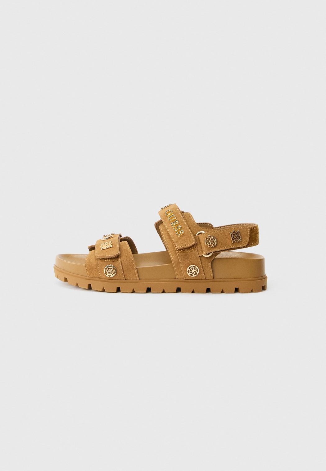 Guess tan suede logo sandals flpflpesu03