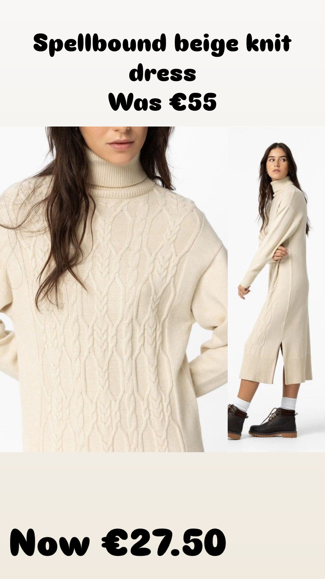 Spellbound beige knit dress