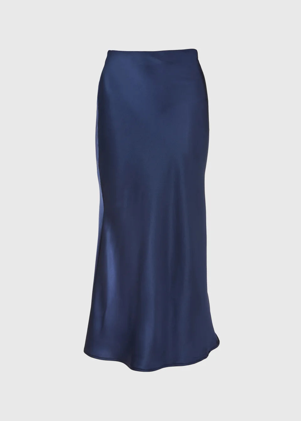 Zora navy satin midi skirt