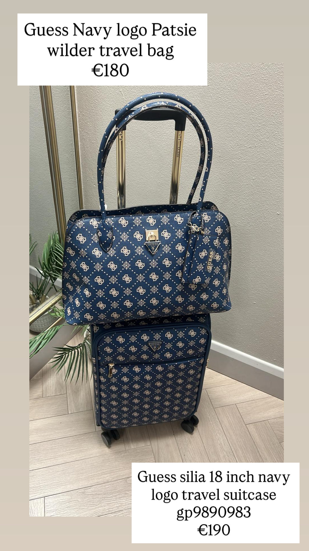 Guess silia 18 inch navy  logo travel suitcase gp9890983