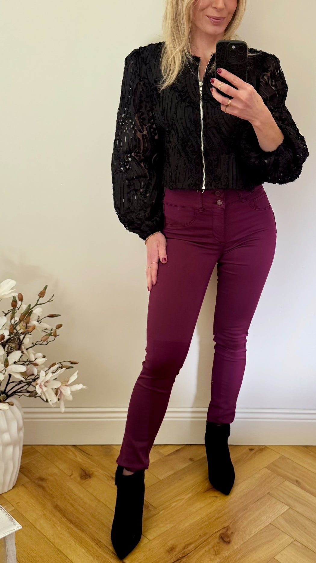 One size wine double up jeans