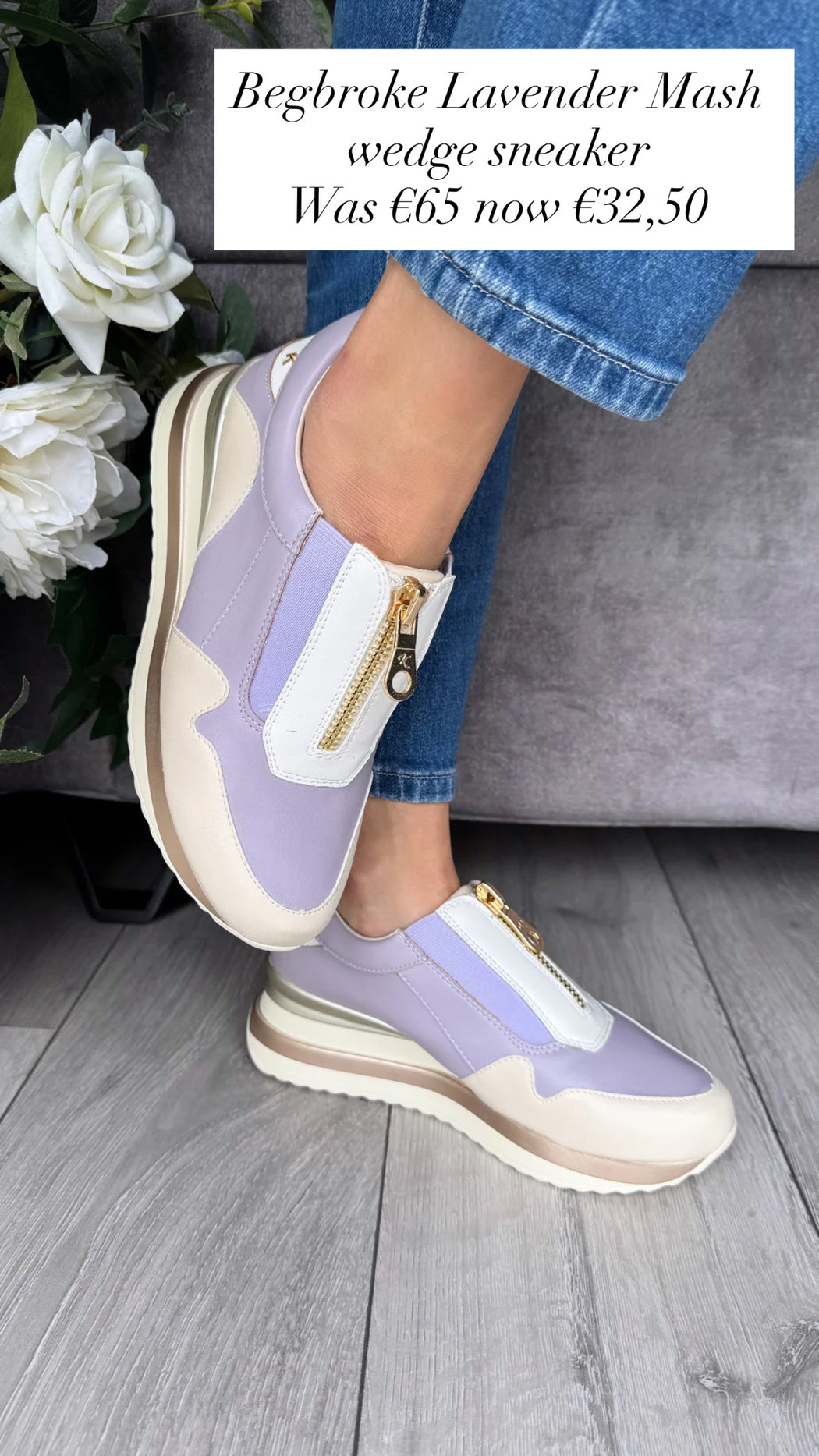 Begbroke Lavender Mash wedge sneaker