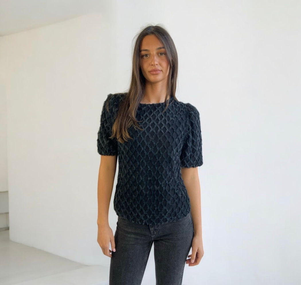 Mandy triangle embossed top