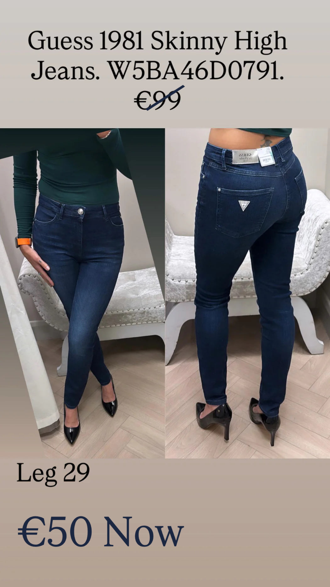 Guess 1981 Skinny High Jeans. W5BA46D0791 nof4