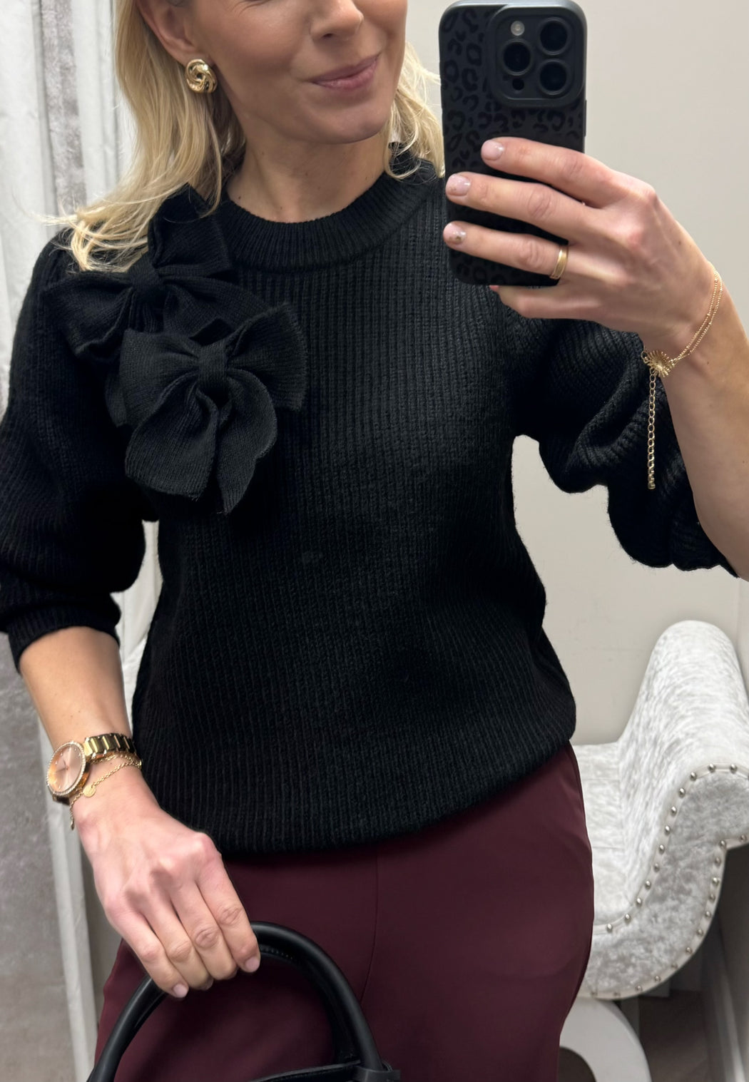 Charlie black bow knit