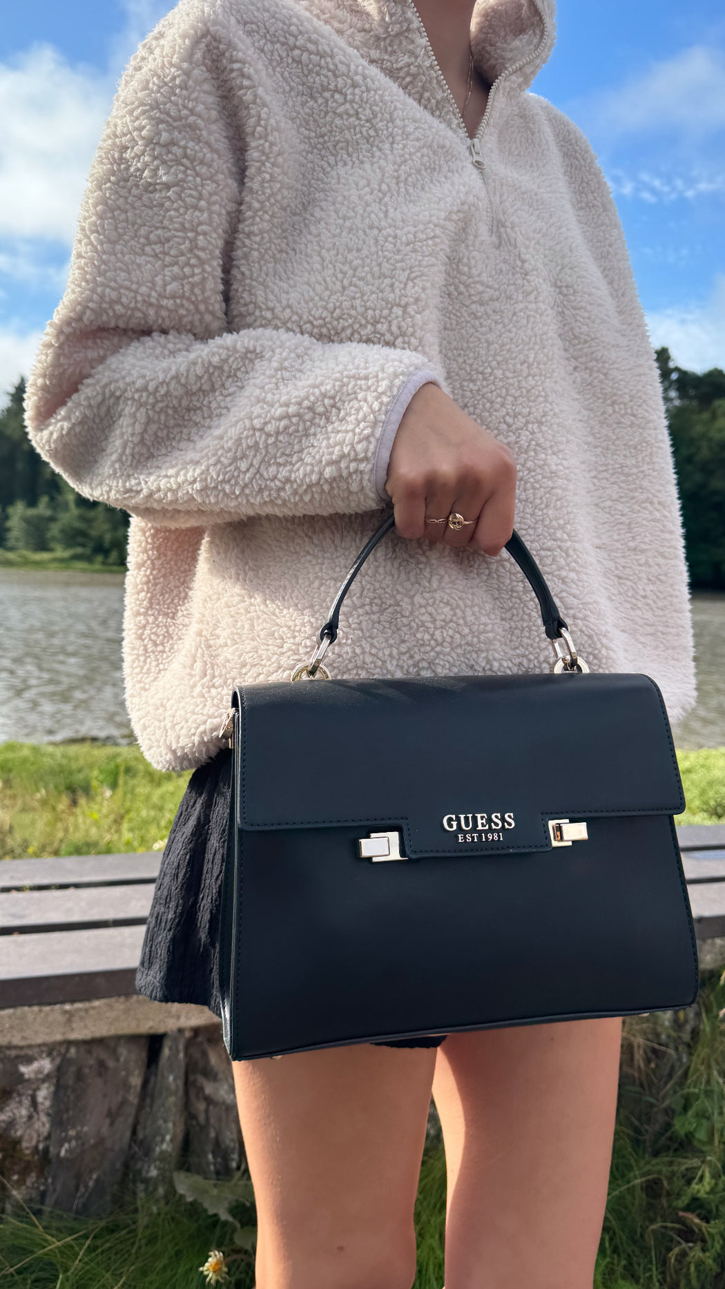 EVG964120 black eco aldith satchel bag