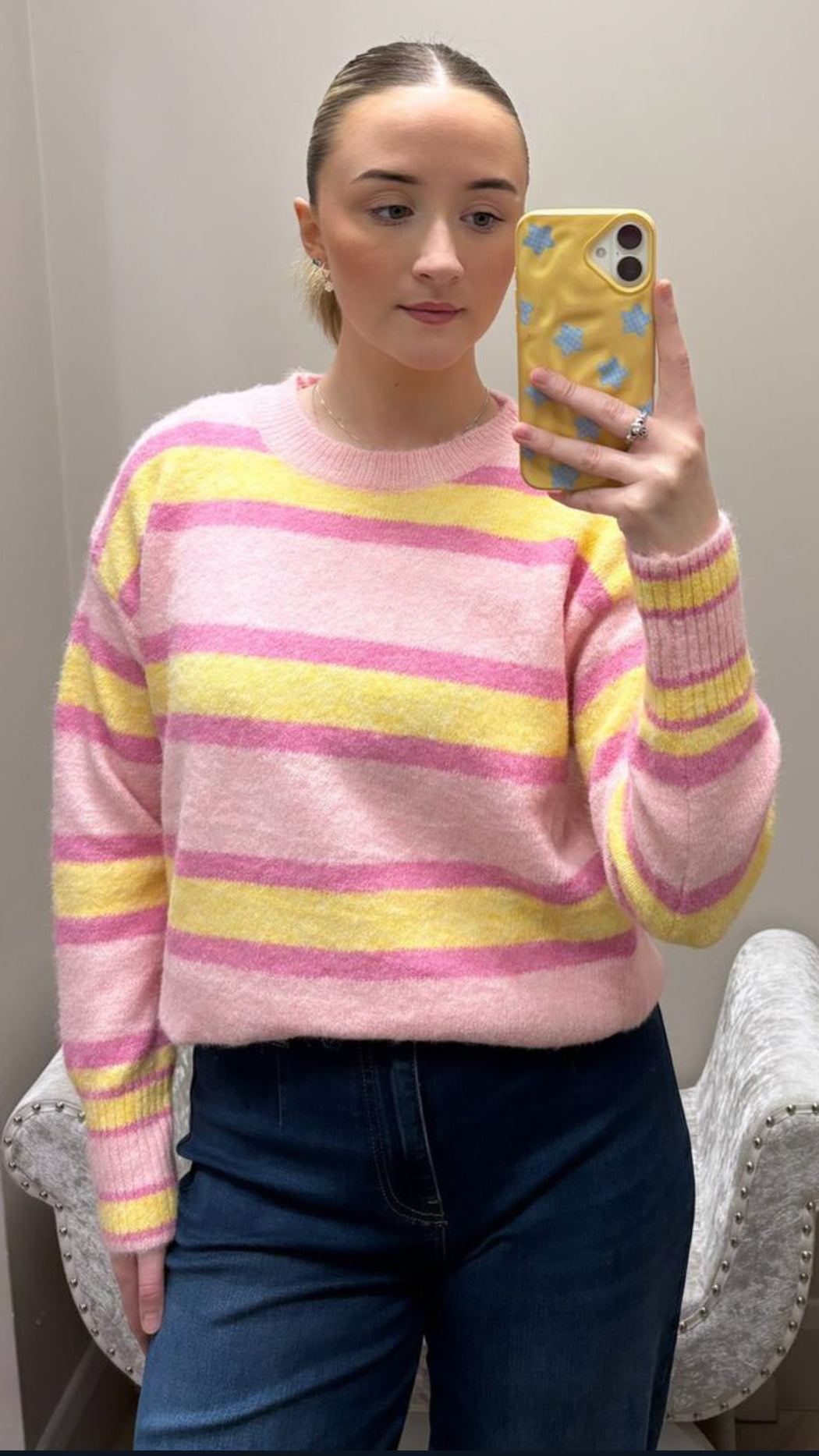 Anita pink stripe knit