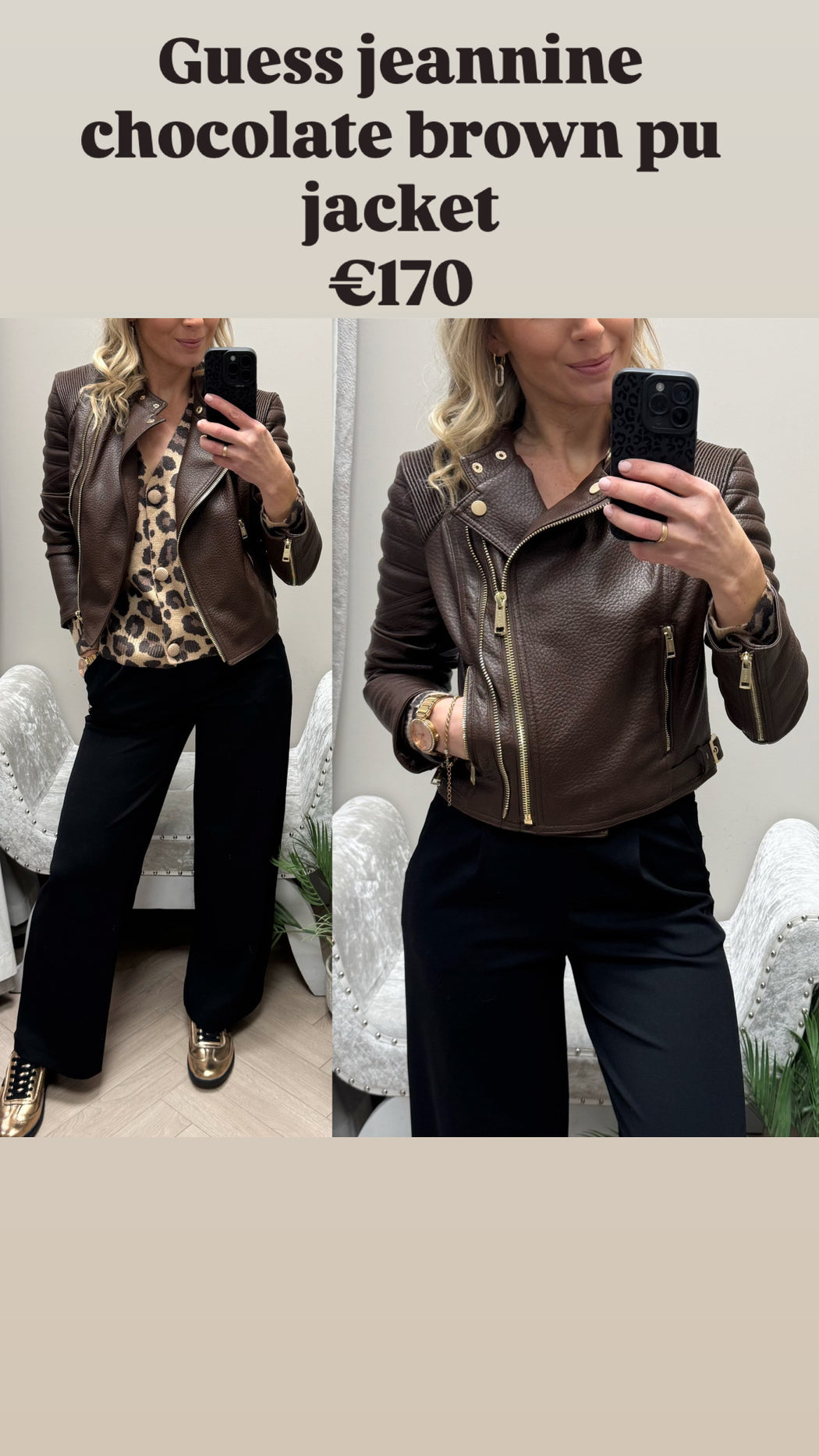 Guess jeannine chocolate brown pu jacket