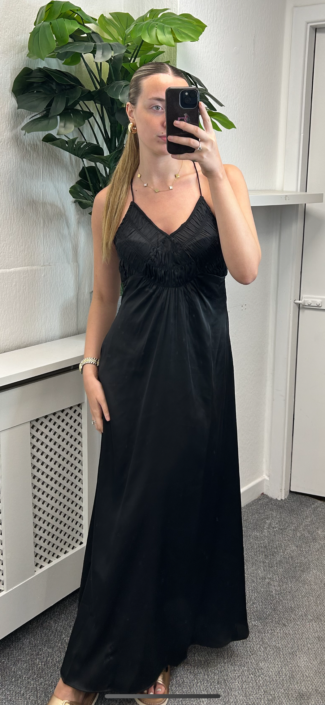 Smocky black maxi