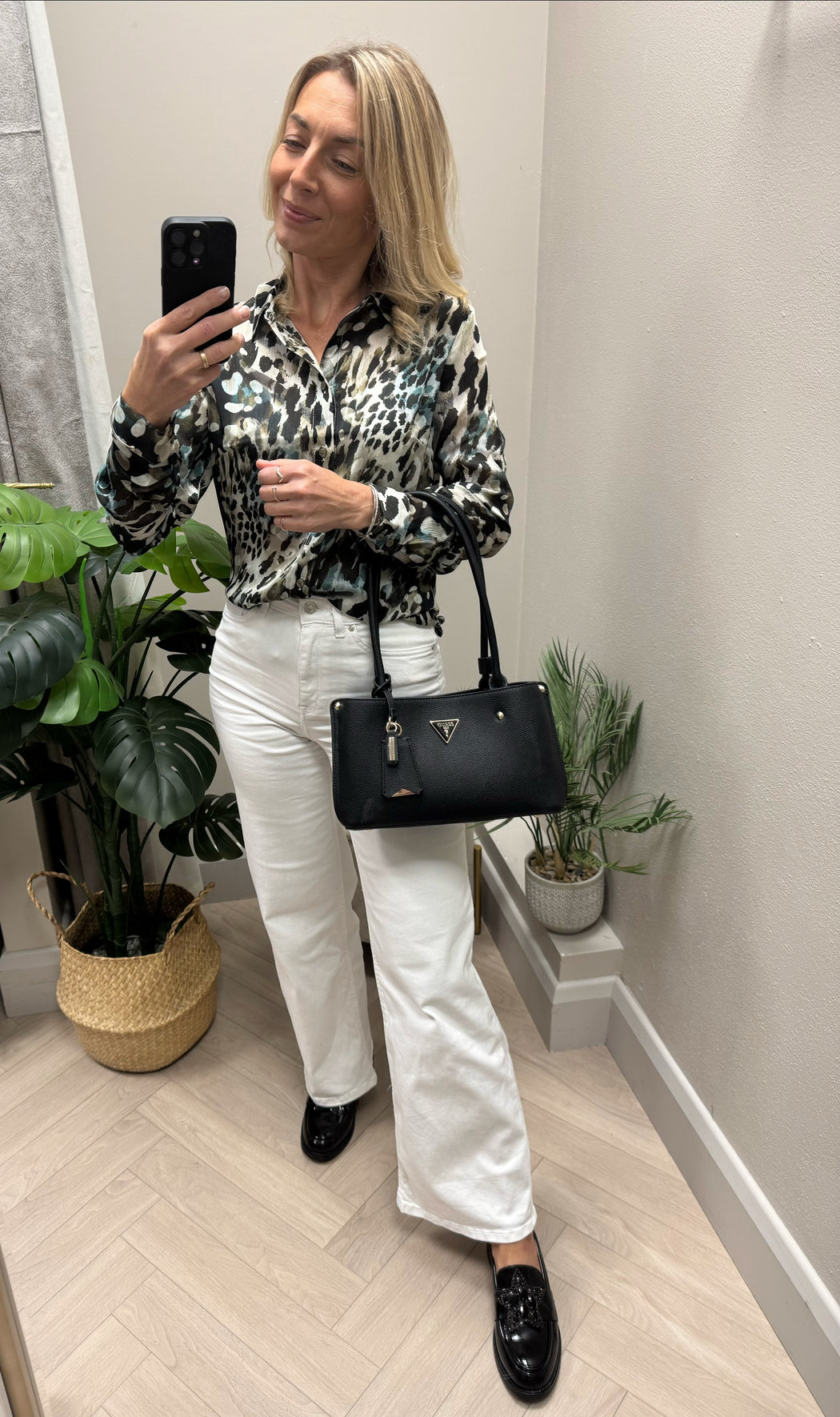 Guess clouis green print shirt w5yk98z2yk2-F7Bg