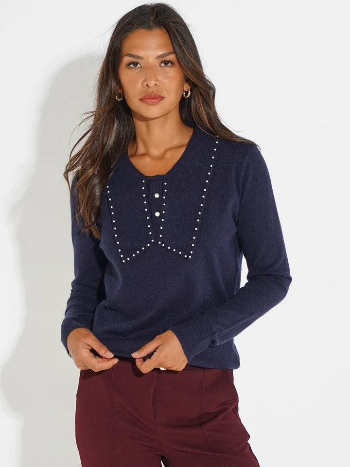 Navy Presley knit top