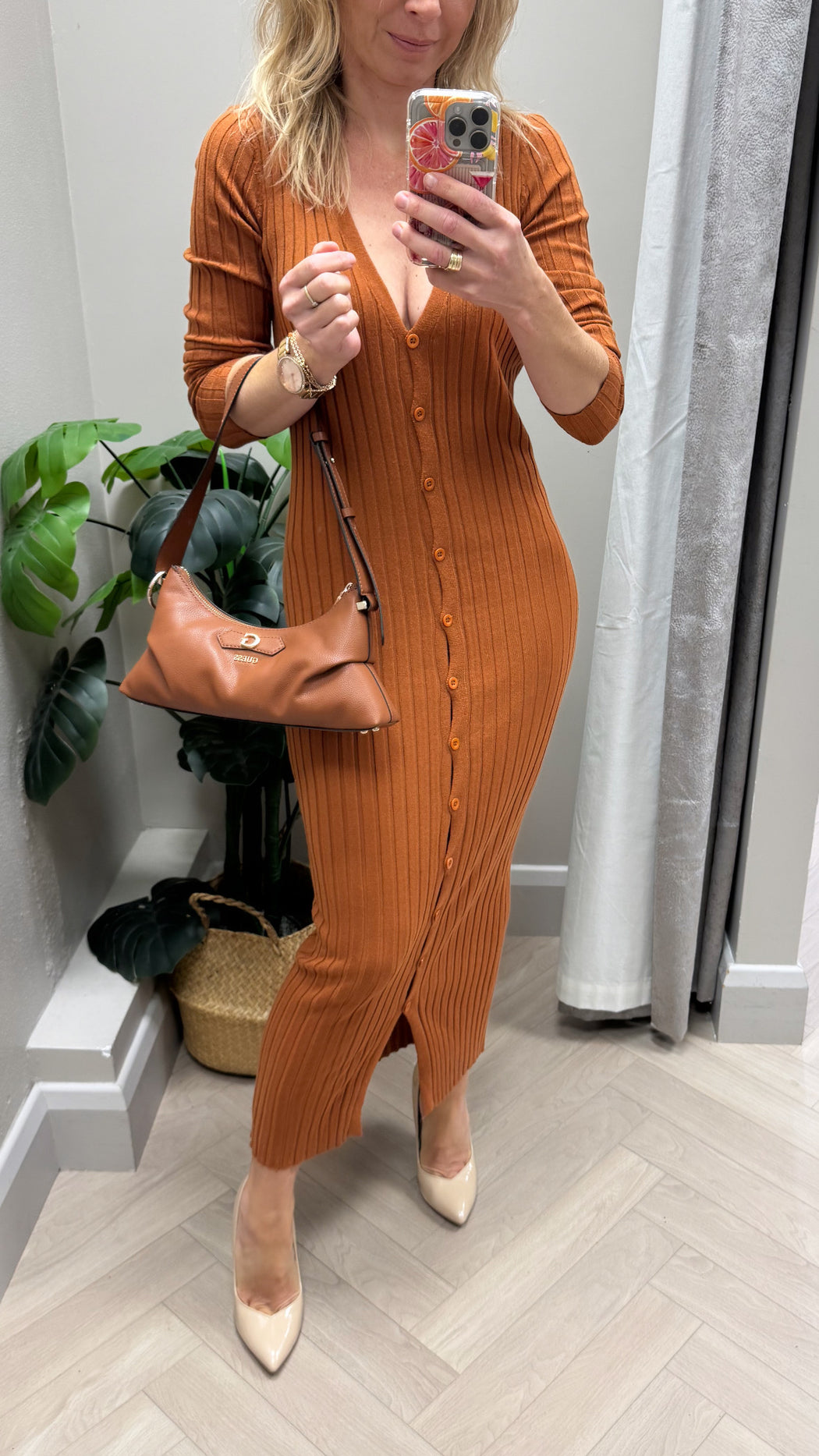 Knit rust dress