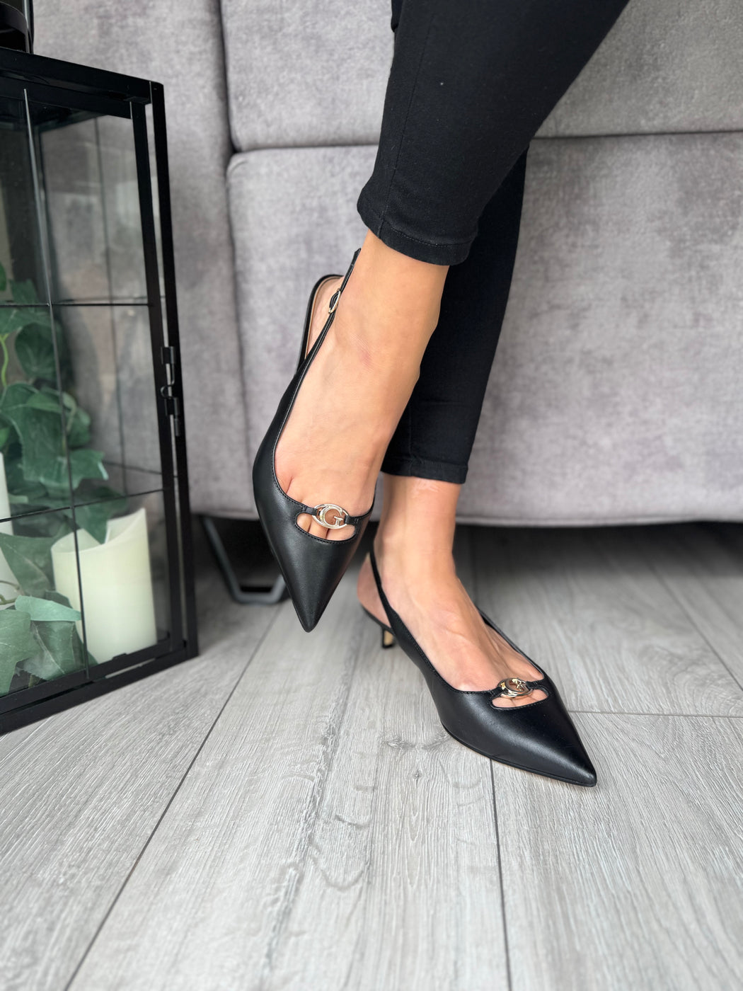 Guess black sling backs shoes FLTJESLEA05