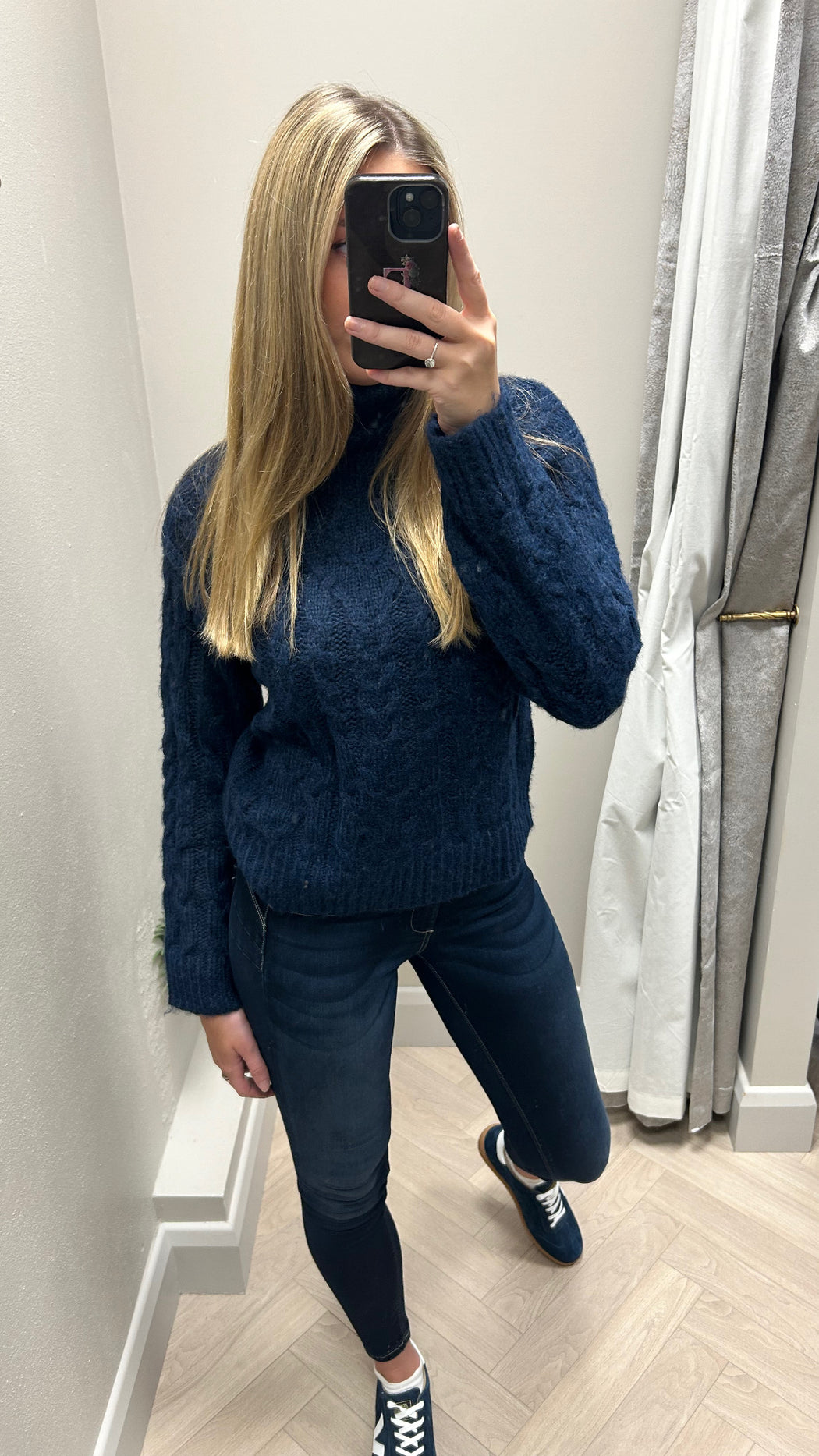 Merope navy polo neck knit jumper