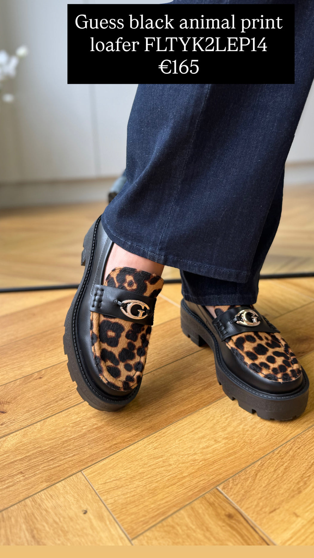 Guess black animal print loafer FLTYK2LEP14