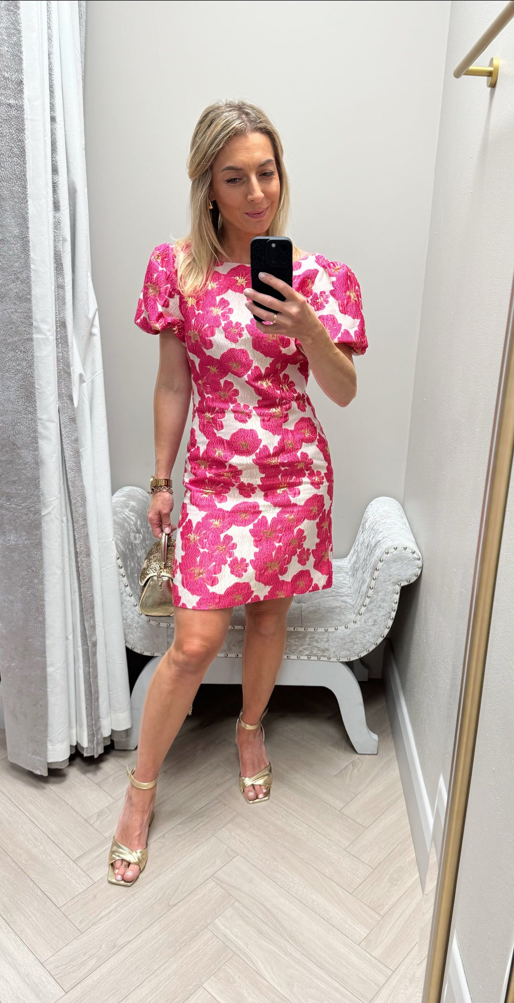 Katelyn pink jacquard shift dress