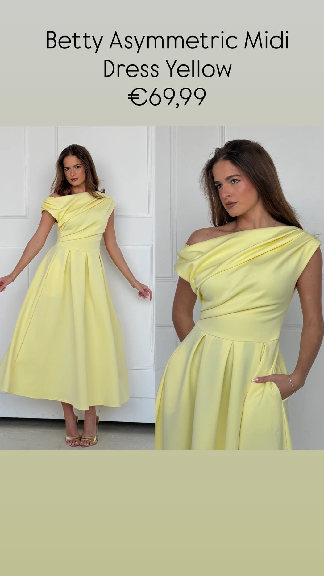Betty Asymmetric Midi Dress Yellow